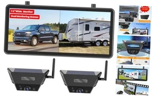 Solar Rückfahrkamera kabellos für Wohnmobile und Anhänger Nr 7. 2 Zoll Dual Cam - Bild 1 von 8