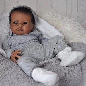Realistic Reborn Baby Dolls Black Boy, 20 Inch African American Newborn - Picture 1 of 6