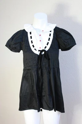 Blusa túnica victoriana plisada de algodón negra Erin Fetherston for Target XS Foto 1 de 4