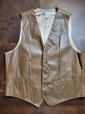 Scully Leatherwear Vest Mens Size 44 Brown Button Up Pockets Western Lined - Image 1 of 4
