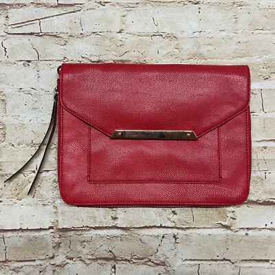 Bolso sin asas Stella Dot para mujer Tia cremallera alrededor de la base cierre magnético bolsillos cuero rojo Foto 1 de 4