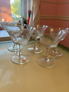 Set Of 5 Villeroy & Boch Etched Dot & Line Cocktail Glasses - Picture 1 of 5