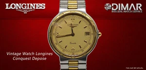 VINTAGE WATCH LONGINES CONQUEST DEPOSE QUARTZ 21335960 CALENDAR AT.3 ULTRAFINO - Imagen 1 de 6