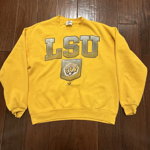 RED OAK LSU Sweatshirt Mens Louisiana State Tigers Cotton Blend Yellow-Large Cover