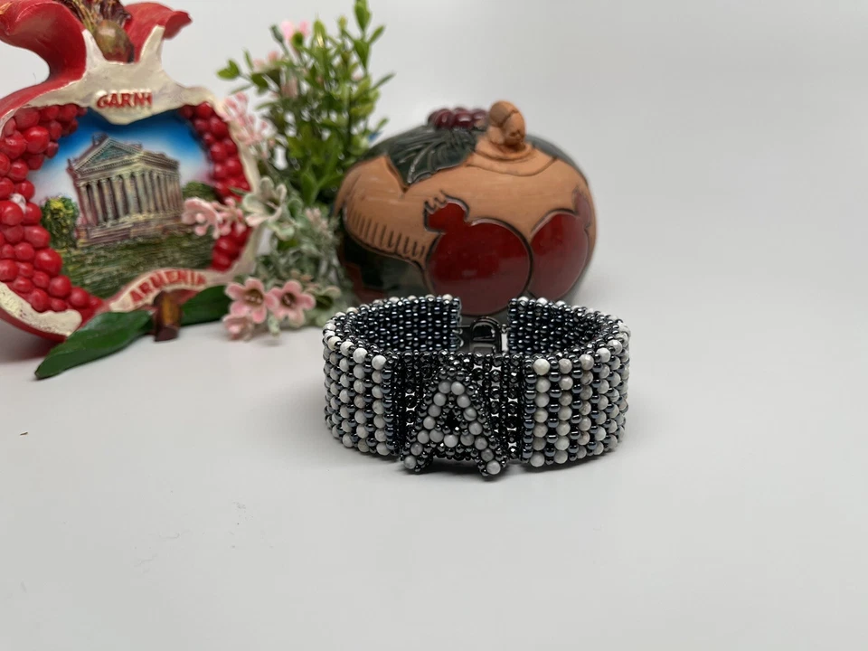 HandMade Natural Stone White Howlite Letter A 7”Bracelet - Image 1 of 4