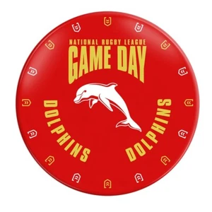127205 DOLPHINS NRL TEAM LOGO PLASTIC MELAMINE GAME DAY 20CM SNACK PLATE - Picture 1 of 1