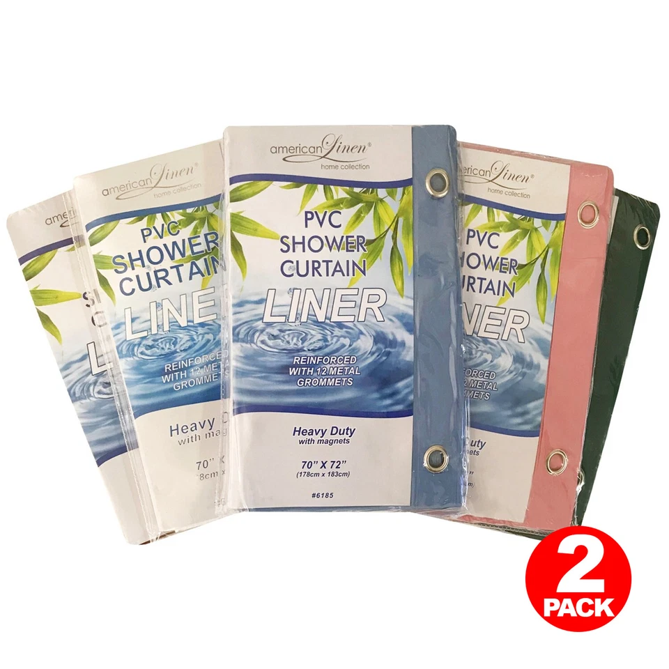 PACK DE 2 CORTINAS DE DUCHA DE BAÑO SÓLIDAS REPELENTES AL AGUA REVESTIMIENTO DE VINILO MUCHOS COLORES Foto 1 de 4