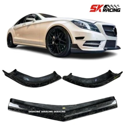 Spoiler labial dianteiro de fibra de carbono forjado 3X compatível com Mercedes Benz W218 CLS63 - Imagem 1 de 4