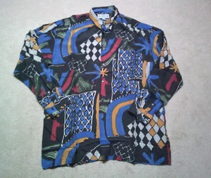 NWT Vintage Natural Issue Silk Button Up Shirt Mens Large Blue 90s - Imagen 1 de 9