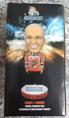 New Harry S. Truman Missouri Mavericks Hockey Bobblehead SGA Promo Bobble NIB Foto 1 de 4