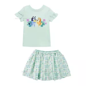 BLUEY Disney Girls Shirt Skirt Set Size 3T 4T Toddler 3 4 Summer Outfit Dress - Picture 1 of 1