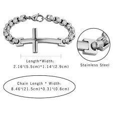 Wheat Chain Men's Jewelry Gift Polished Stainless Steel Religious Cross Bracelet