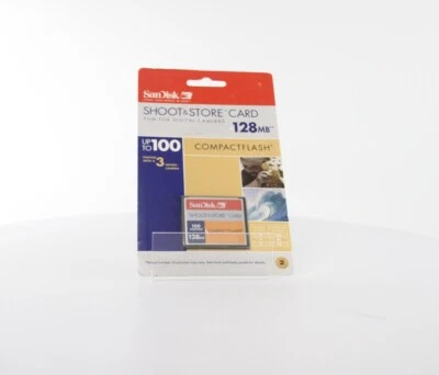 Boxed Sandisk 128MB Shoot and Store CF Card (SDCFS-128-A99) - Image 1 of 3