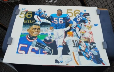 Litografía GILES 18x24" firmada por Lawrence Taylor de los Gigantes de Nueva York NFL Foto 1 de 4