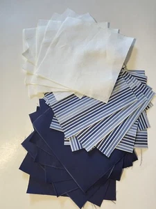 fabric for quilting 6”x6” blue, white, striped 24 squares - Picture 1 of 10