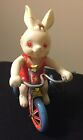 Vintage/Antique Wind-Up Bunny on Metal Tricycle - Tin Litho Toy