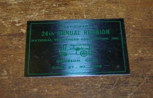 National Steam Thresher Association 1968 placa de metal Wauseon Oh tractor - Imagen 1 de 1