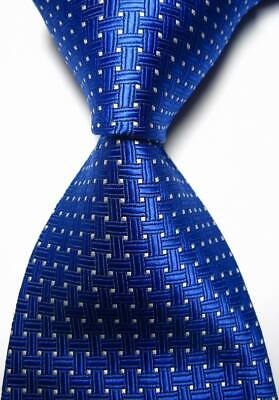 Hot! Classic Patterns Blue White JACQUARD WOVEN 100% Silk Men's Tie Necktie • 8.99€