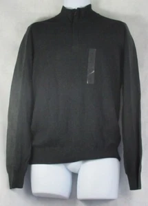 Perry Ellis Men's Color Block 1/4 Zip Cotton Blend Sweater, Black Heather, Small - Picture 1 of 4