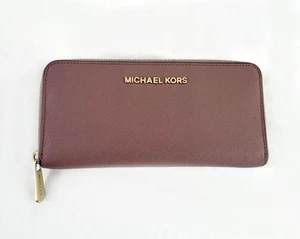 Michael Kors Women's Rose Taupe Saffiano Leather Zip Around Wallet - Picture 1 of 5