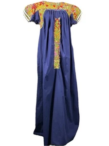 Vintage Handmade Peasant Tunic Floral Embroidered Dress Muumuu House Dress Boho - Imagen 1 de 13