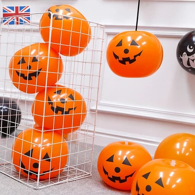 5/10 piezas Globos de Calabaza Halloween Látex Naranja Fiesta Decoración Suministros Reino Unido Foto 1 de 4
