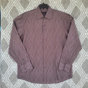 Jhane Barnes Camicia Uomo XL Astratto Motivo Geometrico Bottoni Manica Lunga Abito - Foto 1 di 11