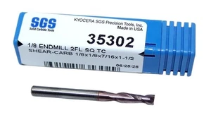 Fresadora de extremo de flauta 35302 Kyocera SGS 1/8" de carburo 2 CORTANTE-CARB recubierta TiCN de 0,125" de diámetro - Imagen 1 de 3