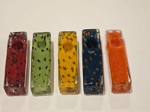 4 “Tobacco Smoking Pipe Bowl Heavy Rectangle Style Glass Hand Pipe Assorted - Picture 1 of 6