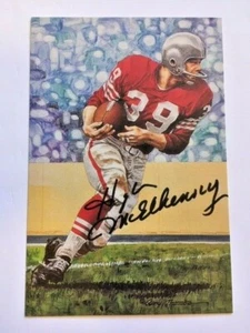 HUGH McELHENNY GOLD SEAL (79-100) GOAL LINE ART CARD ALSO SIGNED BY GARY THOMAS - Picture 1 of 2