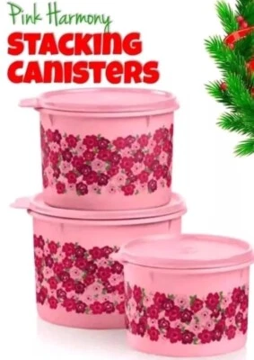 Conjunto de vasilha empilhável Tupperware Pink Harmony 3 peças - Imagem 1 de 4