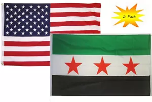 3x5 3’x5’ Wholesale Set (2 Pack) USA American & Syrian 3 Star Syria Flag Banner - Picture 1 of 4