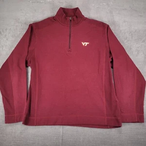 Virginia Tech Pullover Organic Cotton Long Sleeve Mock Neck 1/4 Zip Burgundy XL - Picture 1 of 12