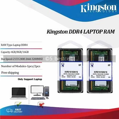 Kingston DDR4 SODIMM 4GB 8GB 16GB 2133 2400 2666 3200MHz Laptop Speicher RAM Lot - Bild 1 von 4