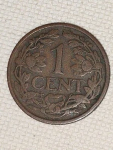 ANTIQUE 1919 NETHERLANDS KONINGRIJK DER NEDERLANDEN ONE CENT COIN  - Picture 1 of 2