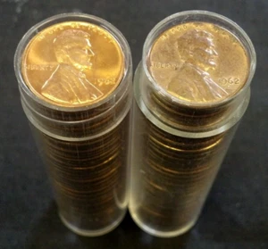 (2) ROLLS 50/e BU LINCOLN CENTS 1962 & 1962-D. REDUCED 11/19/24 (2064) - Picture 1 of 2