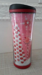 2007 Starbucks 16 oz Christmas Holiday Peppermint 3D Travel Tumbler Mug EUC - Picture 1 of 7