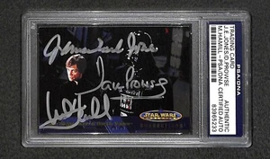 Mark Hamill James Earl Jones & Dave Prowse Topps STAR WARS Signed Card PSA RARE! - Picture 1 of 3