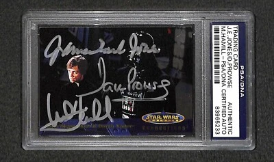 Mark Hamill James Earl Jones & Dave Prowse Topps STAR WARS Signed Card PSA RARE! - Image 1 of 3