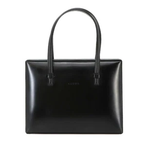 LOEWE Hand Bag Leather Black Logos Square Form Vintage Purse 90266986 - Picture 1 of 10