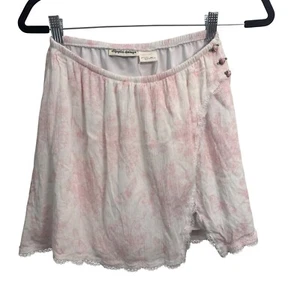 Dippin Daisy's Floral Mini Skirt Lace Trim Cottagecore Pink White Size Small - Picture 1 of 10