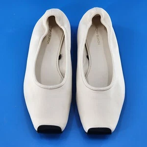 Tory Burch Runway Leder Ballerinas creme eckige Zehenpartie Stretch 328 $ Größe 7 - Bild 1 von 5