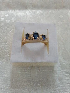 1.8 Ctw Simulated Blue & White Sapphire Ring, Size 7 - Picture 1 of 4