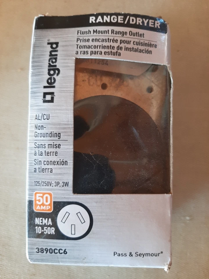 Pass & Seymour #3890CC6 50A Black Flush Outlet,No 3890CC6,  Pass & Seymour - Image 1 of 1