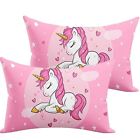 Unicorn Design Printed Kids Cartoon Pillow Fiber Filled Size 12x18 Inches (Pink)