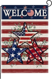 4Th of July Garden Flag Independence Day Leaf Welcome Garden Flag for outside Do - Picture 1 of 7