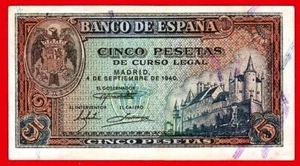 5 Pesetas, 1940 ''Alcázar de Toledo'' Serie L, EBC+ - Picture 1 of 2