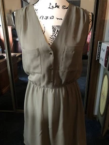 H & M Taupe Sleeveless Elastic Waist Knee Length Dress Size 4 - Picture 1 of 8