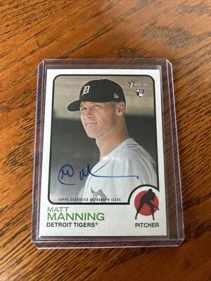 Matt Manning 2022 Topps Heritage RC #ROA-MMG Real One On Card Auto Tigers Rookie - Image 1 of 2