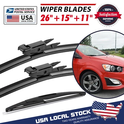 Front + Rear OEM Wiper Blades Set fits for Chevrolet Sonic 2012-2017 Windshield - Image 1 of 4
